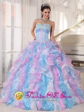 2013 Fraijanes Guatemala Spring Multi-color Sweetheart Neckline Quinceanera Dress With Ruffled and Appliques Style PDZY334FOR