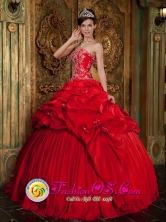 2013 Recife Brazil Beading and Appliques Yet Pick-ups Decorate Bodice Wonderful Red Sweet 16 Dress For Celebrity Style QDZY207FOR