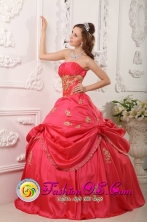 2013 Sao Jose do Rio Preto Brazil Princess Red Strapless Pick-ups Beading and Appliques Decorate For 2013 Quinceanera Dress Style QDZY025FOR