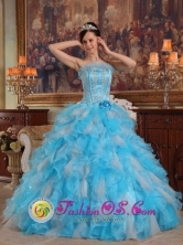 2013 Penco Chile With colorful Cheap strapless Quinceanera Dress Organza Appliques Decorate Gown Style QDZY459FOR 
