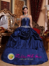 2013 Tome Chile Navy Blue Pick-ups Appliques and Embroidery Gorgeous Quinceanera Dress Custom Made Style QDZY675FOR 