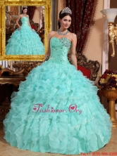 2016 Exquisite Beading and Ruffles Quinceanera Dresses in Apple Green QDZY663CFOR