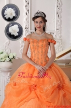 Beautiful Off The Shoulder Quinceanera Dresses in Orange QDZY575C