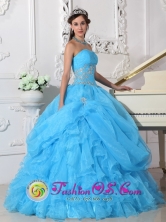 Chuquicamata Chile Prom Aqua Blue Stylish Quinceanera Dress With Beaded Decorate Style QDZY481FOR
