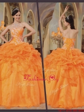 Hot Sale Orange Red Sweetheart Quinceanera Gowns with Appliques QDZY350CFOR