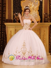Los Vilos Chile Customized Strapless Ball Gown Appliques Decorate For 2013 Quinceanera Dress Style QDZY089FOR 