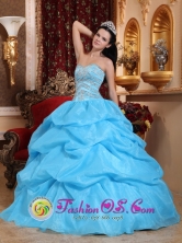 Nogales Chile Aqua Blue Ball Gown Sweetheart Floor-length Organza Beading Quinceanera Dress For 2013 Summer Style QDZY268FOR