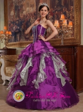 Quellon Chile Colorful Sweetheart Ruffles Layered Custom Made For 2013 Quinceanera Style QDZY243FOR