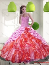 2015 Classical Pick Ups and Ruffles Sweet 15 Dresses in Multi Color QDDTD13002FOR