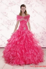 2015 Elegant Sweetheart Hot Pink Quinceanera Dresses with RufflesXFNAO305AFOR