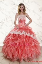2015 Fashionable Strapless  Quinceanera Dresses in Watermelon XFNAO018TZA2FOR