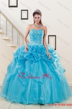2015 Fashionable Sweetheart Beading Quinceanera Dress in Aqua BlueXFNAOA37FOR