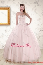 2015 Lovely Light Pink Beading Quinceanera Dresses XFNAO800FOR