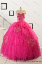 2015 Pretty Appliques Dresses For 15 in Hot Pink FNAO818_1FOR