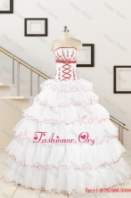2015 Pretty Appliques Quinceanera Dresses with StraplessFNAO415FOR