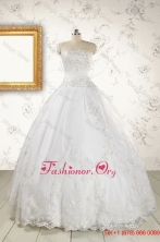 2015 Winter Appliques Quinceanera Dress in White FNAO078FOR