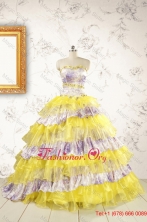 2015 Winter  Printed and Ruffles Multi Color Quinceanera Dresses FNAO754FOR