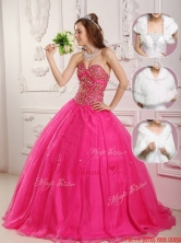 2016 Luxurious A Line Hot Pink Quinceanera Gowns with Beading QDZY090DFOR