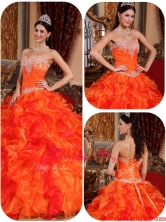 2016 Luxurious Appliques and Beading Orange Quinceanera Gowns QDZY061BFOR