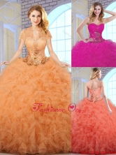 2016 Spring Elegant Ball Gown Sweetheart Quinceanera Dresses with Ruffles SJQDDT141002FOR