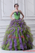 Ball Gown Strapless Multi-color Quinceanera Dress with Ruffles and Appliques FVQD026FOR