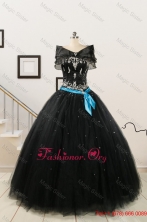 Cheap Black Quinceanera Dresses with Appliques FNAO113FAFOR