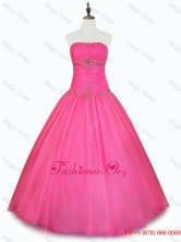 Cheap Strapless Hot Pink Quinceanera Dresses with Beading SWQD048FOR