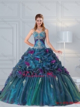 Cute Multi Color Quinceanera Gown with Hand Made Flower and Pick Ups QDZY321FXFOR