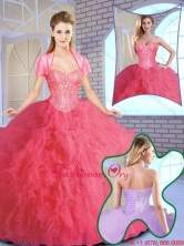 Elegant Ruffles and Sequins Quinceanera Gowns in Coral Red SJQDDT154002-1FOR