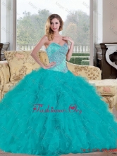 Exquisite 2015 Ball Gown Quinceanera Dress with Beading and Ruffles QDDTC45002-1FOR