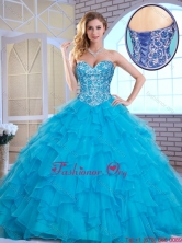 Exquisite Aqua Blue Quinceanera Gowns with Beading and Ruffles SJQDDT163002C-2FOR