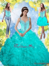 Fashionable 2015 Beading and Ruffles Quinceanera Dresses in Aqua BlueSJQDDT16001FOR