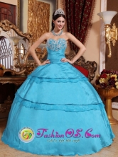 La Cruz Colombia Taffeta Appliques Sweetheart Aqua Blue Wholesale Quinceanera Dress For 2013 Style QDZY680FOR