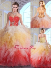 Luxurious Appliques and Ruffles Quinceanera Dresses in Multi Color SJQDDT143002FOR