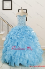 Luxurious Beading Aqua Blue Quinceanera Dresses for 2015 Winter FNAO5844FOR