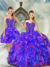 Luxurious Beading and Ruffles Quince Dresses in Purple and Blue for 2015QDDTA2001-2FOR