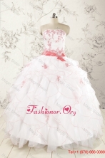 Most Popular Appliques White Quinceanera DressesFNAO5932FOR
