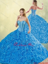 New Style Blue Quinceanera Dresses with Brush Train for 2016 Spring SJQDDT196002-3FOR