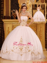 New Style White Ball Gown Strapless Floor Length Quinceanera Dresses QDZY089AFOR
