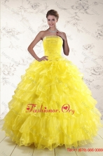 New Style Yellow Quinceanera Dresses with Beading and RufflesXFNAO730FOR