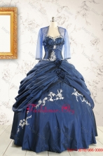 Perfect Sweetheart Navy Blue Quinceanera Dresses with Wraps FNAO693AFOR