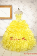 Popular Sweetheart Yellow Quinceanera Dresses with Beading FNAOA03FOR