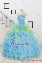 Pretty Beading Strapless Multi Color Quinceanera Dress for 2015 WFNAO255FOR