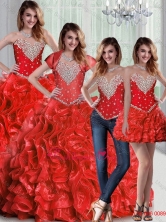 Pretty Sweetheart Red Quinceanera Dresses with Beading and RufflesSJQDDT79001FOR