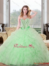 Remarkable Beading and Ruffles Sweetheart 2015 Quinceanera Dresses in Apple GreenQDDTA68002FOR