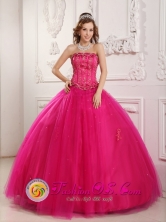 Rivera Colombia Gorgeous strapless beaded Hot Pink Wholesale Quinceanera Dress For formal Style QDZY140FOR