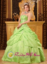 San Antonio Colombia Beaded Decorate Unique Spring Green A-line Strapless  Wholesale Quinceanera Dress Style QDZY041FOR