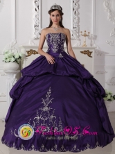 Taffeta With Embroidery Elegant Purple Remarkable Wholesale Quinceanera Ball Gown Dress For 2013 San Pablo Colombia Strapless Style QDZY557FOR