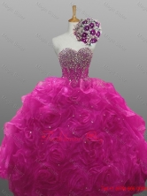 2015 Elegant Sweetheart Beaded Quinceanera Dresses with Rolling Flowers SWQD008-2FOR