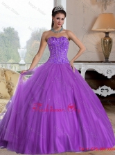 2015 Popular Sweetheart Ball Gown Quinceanera Dresses with Beading QDDTD7002FOR